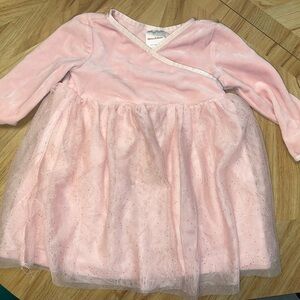 Baby Girls 6-12 Months Hannah Anderson Pink Long Sleeve Tulle Shimmer Dress